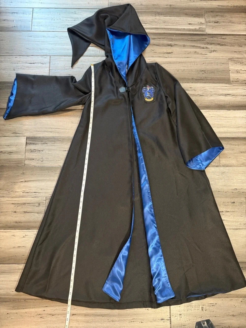 NWOT Harry Potter Black Hooded Robe with Royal Blue  Satin Lining